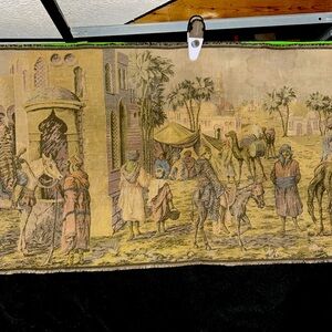 Vintage Tapestry with ancient Babylonians / Biblical scene / Middle East scene